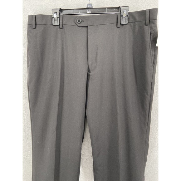 Savile Row Pants Mens Sz 40W Black Strand Straight Leg *Un-hemmed*‎ Pockets - Picture 2 of 9